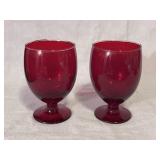 (2) Vtg Royal Red Ruby Glass Goblets 4.75