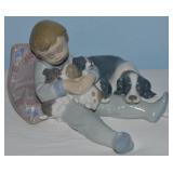 Lladro Porcelain 1535 Sweet Dreams Boy & Puppy