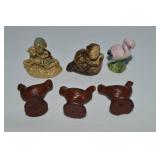 (6) Vtg Miniature Figures w/ Wade England, Rubber