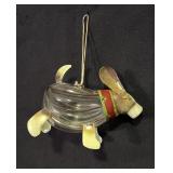Vtg Glass & Metal Puppy Dog Ornament