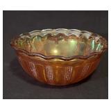 Vtg Marigold Carnival Glass Zipper Pattern Bowl 8d
