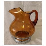 Cambridge Amber Glass 3400 Pitcher w/Chrome
