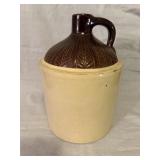 Vintage Glazed Stoneware Handled Whiskey Jug