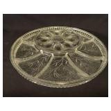 Heavy Glass Deviled Egg/Relish Serving Tray 13"