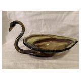 MCM Sooner Blown Art Glass Swan Dish 13"