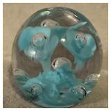St Clair Signed Lt Blue Controlled Bubble Floral