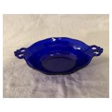 Cobalt Blue Glass Double Handled Relish Dish