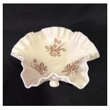 Vtg Westmoreland Custard Glass Handpainted Bowl