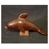 Vintage Carved Ironwood Dolphin Figure 9.5"