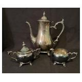 Wm Rogers SP Coffee Pot Creamer & Sugar #800