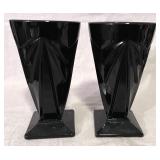 Vtg Indiana Black Amethyst Glass Art Deco Tumbler
