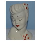 Vintage Ceramic Glamour Girl Lady Head Vase 5.75t
