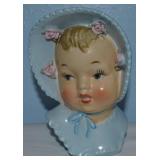 Vtg Ucagco Japan Ceramic Blue Bonnet Girl Head