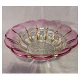 EAPG Purple to Gold Glass Console Bowl 10"