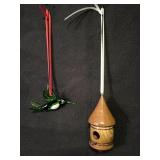 (2) Christmas Ornaments Bird & Birdhouse