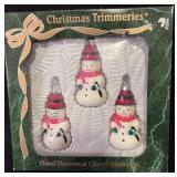 Set of 3 Christmas Trimmeries Snowman Ornaments