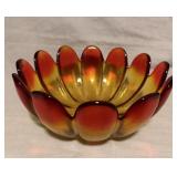 MCM Indiana Amberina Glass Lotus Petal Bowl