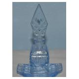 Vtg Light Blue Pressed Glass 3pc Perfume Bottle