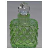 Vtg Czechoslovakia Signed Vaseline Diamondpoint