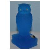 Vtg Westmoreland Blue Satin Glass Wise Old Owl