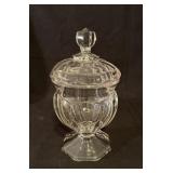 Early Pattern Glass Lidded Candy Jar 7.5