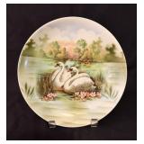 Leuchtenburg Germany Handpainted Swans Plate