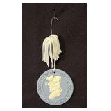 Vtg Wedgwood Blue Jasperware Christmas Ornament