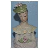 Vtg Cordey Porcelain Woman Bust Applied Pink Rose
