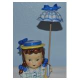 Vtg Napco Japan Ceramic Gingham Girl w/ Parasol