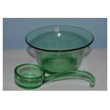 Green Depression Glass Mayonnaise Bowl w/Ladle