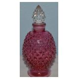 Vtg Fenton Cranberry Hobnail Glass Perfume Bottle