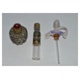 (3) Vtg/Antique Perfume Pcs w/ Irice Caged Perfume