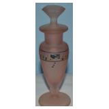 Vtg Pink Satin Handpainted Glass Perfume Bottle