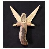 Hand Carved Wooden Angel Christmas Ornament