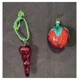Pair of Glass Christmas Ornaments incl Strawberry