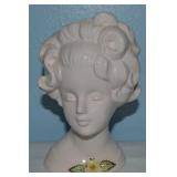 Vtg Velco Japan Ceramic 10929A Pink Lady Head Vase