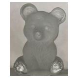 Vtg Viking Art Glass Clear to Frosted Bear Cub