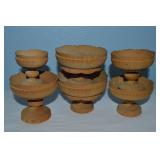 (6) Hand Carved/Turned Wood Norwegian Stemmed