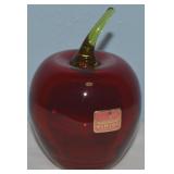 MCM Viking Art Glass Red Apple Paperweight 4.5t