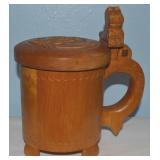 1969 Norwegian Lion Figural Carved Wood Tankard