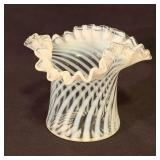 Vtg Fenton Opalescent Spiral Optic Ruffled Rim Hat