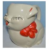 Vtg Shawnee Art Pottery Piggy PIg w/ Red Bow 5"