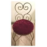 Vtg Hollywood Regency Style Red Velvet Vanity