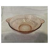 Pink Depression Glass Handled Quilted Serving