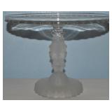 Antique EAPG Frosted to Clear Glass 3 Faces Cake