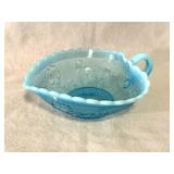 Vtg Jefferson Blue Opalescent Glass Handled