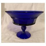 Vintage Cobalt Blue Glass Flared Diamondpoint