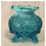 Vtg Sowerby Blue Opalescent Art Glass Rose
