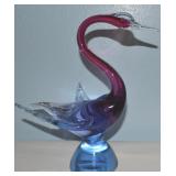 MCM Murano Sommerso Style Blown Art Glass Bird