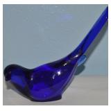 Vtg Fenton Cobalt Blue Art Glass Long Tail Bird 6"